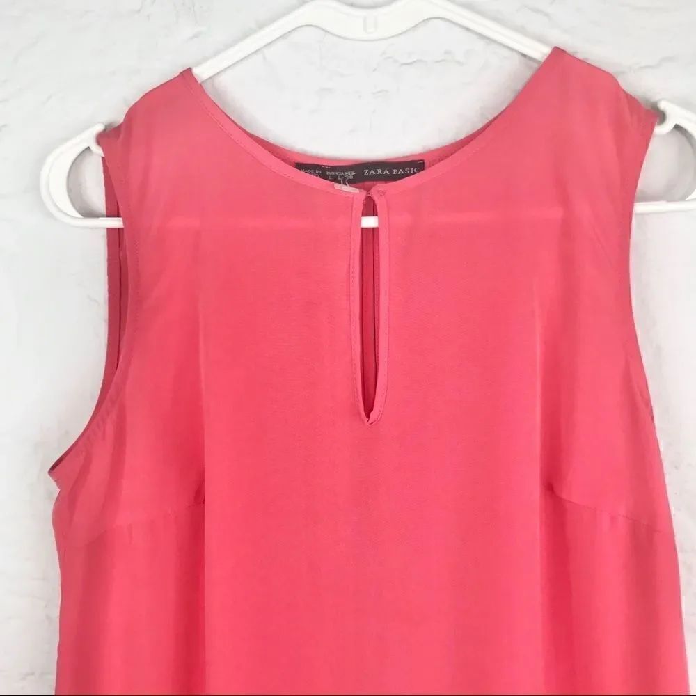 Zara Basic Pink String Back Sleeveless Shift Dress - Picture 3 of 10